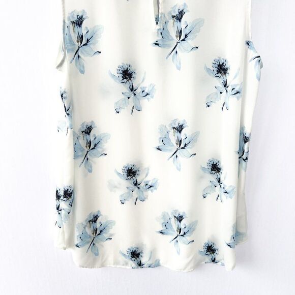 Ann Taylor White Blue Floral Sleeveless Top Medium - Picture 7 of 7